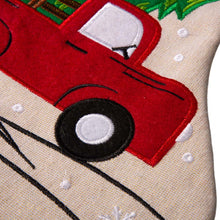 Load image into Gallery viewer, 21''L Embroidered Linen Christmas Stocking - Red Truck
