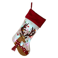 Load image into Gallery viewer, 21''L LED Embroidered Linen Christmas Stocking - Reindeer