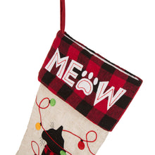 Load image into Gallery viewer, 21''L LED Embroidered Linen Christmas Stocking - Cat
