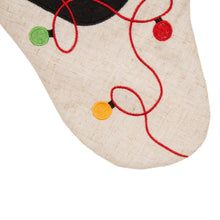 Load image into Gallery viewer, 21''L LED Embroidered Linen Christmas Stocking - Cat