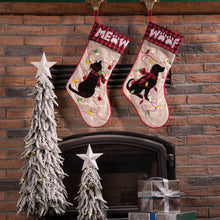 Load image into Gallery viewer, 21''L LED Embroidered Linen Christmas Stocking - Dog