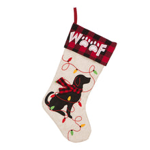 Load image into Gallery viewer, 21''L LED Embroidered Linen Christmas Stocking - Dog