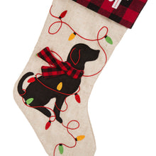 Load image into Gallery viewer, 21''L LED Embroidered Linen Christmas Stocking - Dog