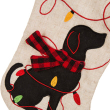 Load image into Gallery viewer, 21''L LED Embroidered Linen Christmas Stocking - Dog