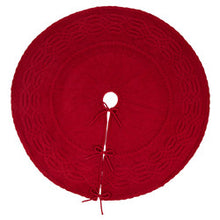 Load image into Gallery viewer, 52"D Knitted Polyester Red Christmas Tree Skirt