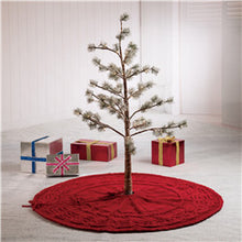 Load image into Gallery viewer, 52"D Knitted Polyester Red Christmas Tree Skirt