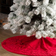 Load image into Gallery viewer, 52"D Knitted Polyester Red Christmas Tree Skirt