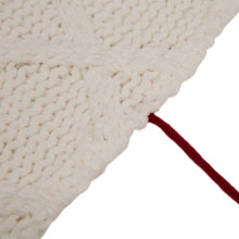 Load image into Gallery viewer, 52"D Knitted Polyester White Christmas Tree Skirt with Red Trim Pompom