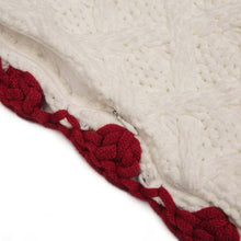 Load image into Gallery viewer, Knitted Polyester White Pillow Cover with Red Trim & Pompom
