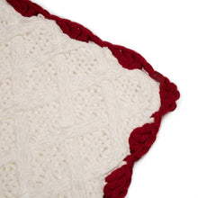 Load image into Gallery viewer, Knitted Polyester White Pillow Cover with Red Trim & Pompom