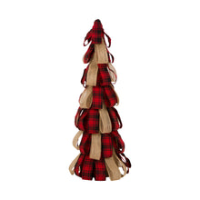 Load image into Gallery viewer, 16.93''H Plaid Fabric / Burlap Table Tree , Tabletop Christmas Tree