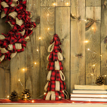 Load image into Gallery viewer, 16.93''H Plaid Fabric / Burlap Table Tree , Tabletop Christmas Tree