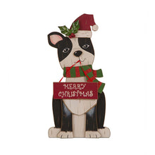 Load image into Gallery viewer, 16.00"H Wooden Christmas Dog Figurines Decor