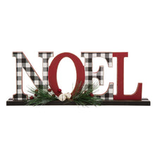 Load image into Gallery viewer, 14.96"L Wooden Plaid "NOEL" Table Decor