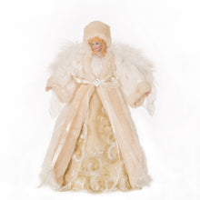 Load image into Gallery viewer, Handmade Faux Fur Angel Christmas Treetop Ornament Decoration 12" H - White