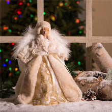 Load image into Gallery viewer, Handmade Faux Fur Angel Christmas Treetop Ornament Decoration 12" H - White