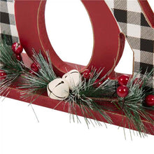 Load image into Gallery viewer, 11.42"L Christmas Wooden Plaid "JOY" Table Decor
