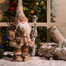 Load image into Gallery viewer, Handmade Faux Fur Santa Figurine Christmas Holiday Decoration Ornaments Gray 12-inch