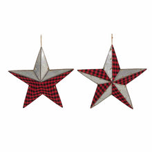 Load image into Gallery viewer, Galvanized Plaid Pattern Star with Rivet, Set of 2