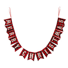 Load image into Gallery viewer, 108"L Plaid "MERRY CHRISTMAS" Banner Garland