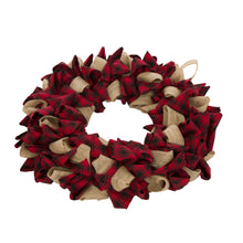 Load image into Gallery viewer, 18.9"D Plaid Fabric Wreath Holiday Wall or Door Decor