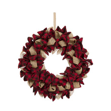 Load image into Gallery viewer, 18.9"D Plaid Fabric Wreath Holiday Wall or Door Decor
