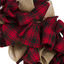 Load image into Gallery viewer, 18.9"D Plaid Fabric Wreath Holiday Wall or Door Decor