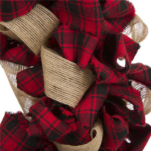 Load image into Gallery viewer, 18.9"D Plaid Fabric Wreath Holiday Wall or Door Decor