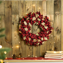 Load image into Gallery viewer, 18.9"D Plaid Fabric Wreath Holiday Wall or Door Decor