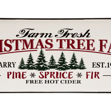 Load image into Gallery viewer, 43.11"L Farmhouse Decor Metal Enamel Christmas Tree Farm Sign