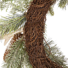 Load image into Gallery viewer, 24"D Flocked Pinecone Antler Wreath