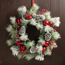 Load image into Gallery viewer, 24"D Flocked Pinecone Ornament Wreath