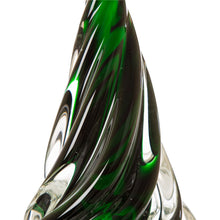 Load image into Gallery viewer, 11.61"H Green Striped Table Decor Glass Christmas Tree