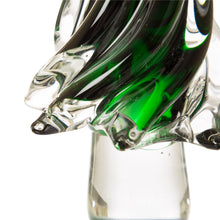 Load image into Gallery viewer, 11.61"H Green Striped Table Decor Glass Christmas Tree