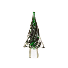 Load image into Gallery viewer, 11.61"H Green Striped Table Decor Glass Christmas Tree