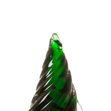 Load image into Gallery viewer, Striped Table Decor Glass Christmas Tree, 7.9" H, Green