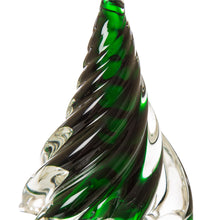Load image into Gallery viewer, Striped Table Decor Glass Christmas Tree, 7.9" H, Green