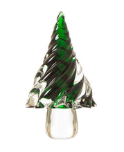 Load image into Gallery viewer, 11.61"H Green Striped Table Decor Glass Christmas Tree