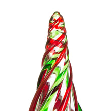 Load image into Gallery viewer, 11.61"H Red/Green Table Decor Striped Glass Christmas Tree