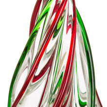 Load image into Gallery viewer, 11.61"H Red/Green Table Decor Striped Glass Christmas Tree