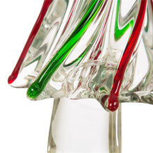 Load image into Gallery viewer, 11.61"H Red/Green Table Decor Striped Glass Christmas Tree