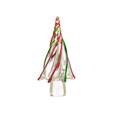 Load image into Gallery viewer, 11.61"H Red/Green Table Decor Striped Glass Christmas Tree