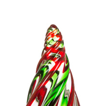 Load image into Gallery viewer, 9.8"H Red/Green Striped Table Decor Glass Christmas Tree