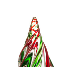 Load image into Gallery viewer, 7.87"H Red/Green Striped Table Decor Glass Christmas Tree