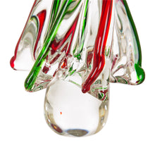Load image into Gallery viewer, 7.87"H Red/Green Striped Table Decor Glass Christmas Tree