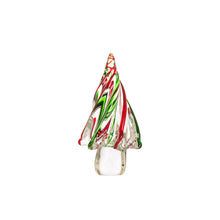 Load image into Gallery viewer, 7.87"H Red/Green Striped Table Decor Glass Christmas Tree