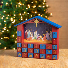 Load image into Gallery viewer, Handcrafted Wooden House Nativity Countdown Calendar With Drawer