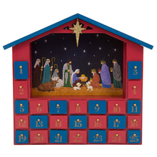 Load image into Gallery viewer, Handcrafted Wooden House Nativity Countdown Calendar With Drawer