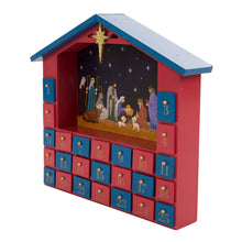 Load image into Gallery viewer, Handcrafted Wooden House Nativity Countdown Calendar With Drawer