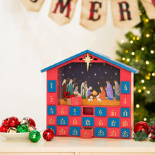 Load image into Gallery viewer, Handcrafted Wooden House Nativity Countdown Calendar With Drawer
